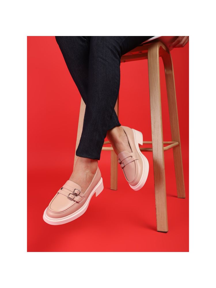 Truffle Collection Pink Solid Loafers-image-19