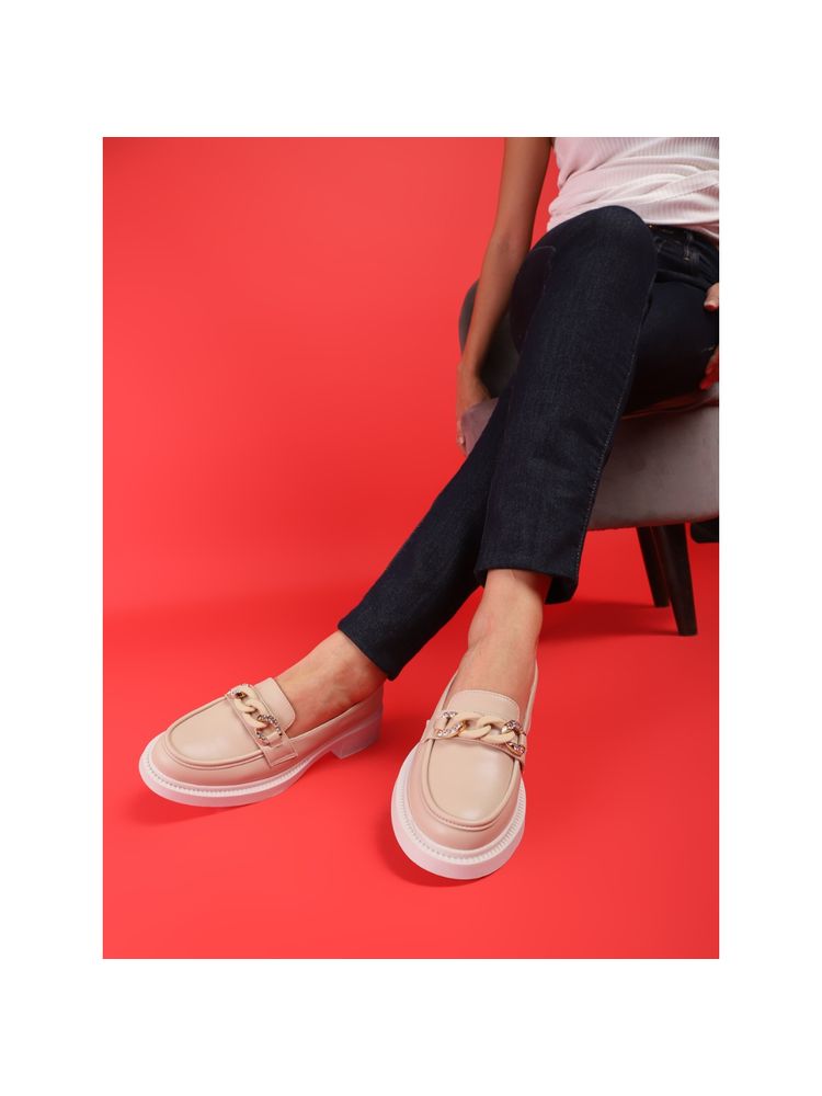 Truffle Collection Beige Embellished Loafers-picture-33