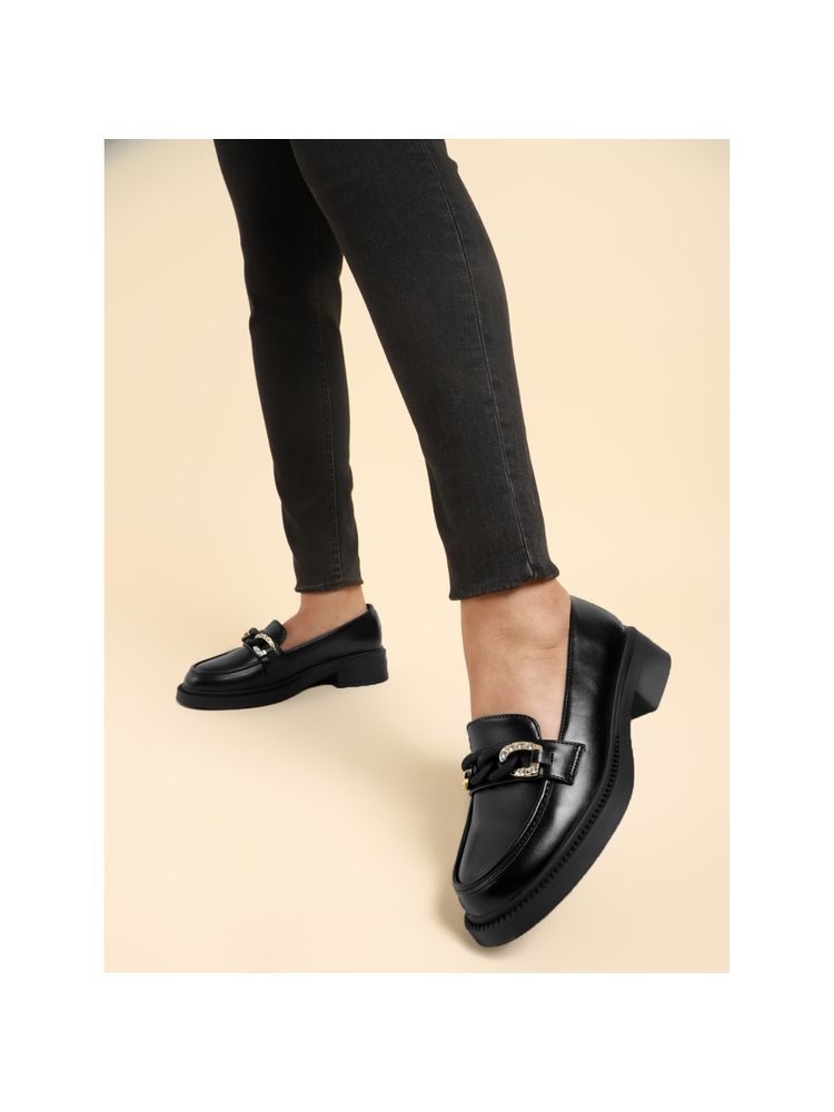 Truffle Collection Black Embellished Loafers-picture-17