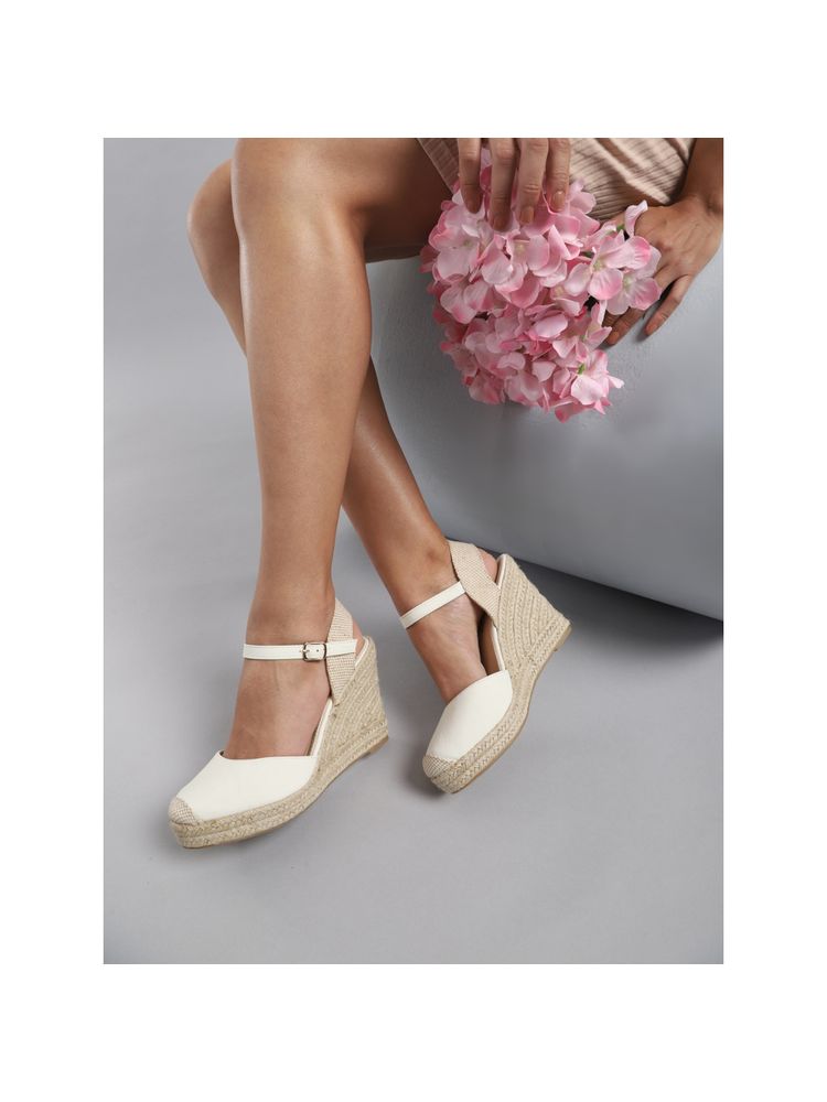 Truffle Collection White Solid Wedges-picture-19