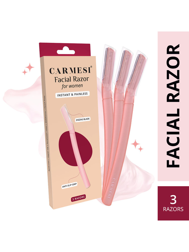 Carmesi Reusable Face Razor For Women Facial Hair- 3 Razors - Instant & Painless Hair Removal