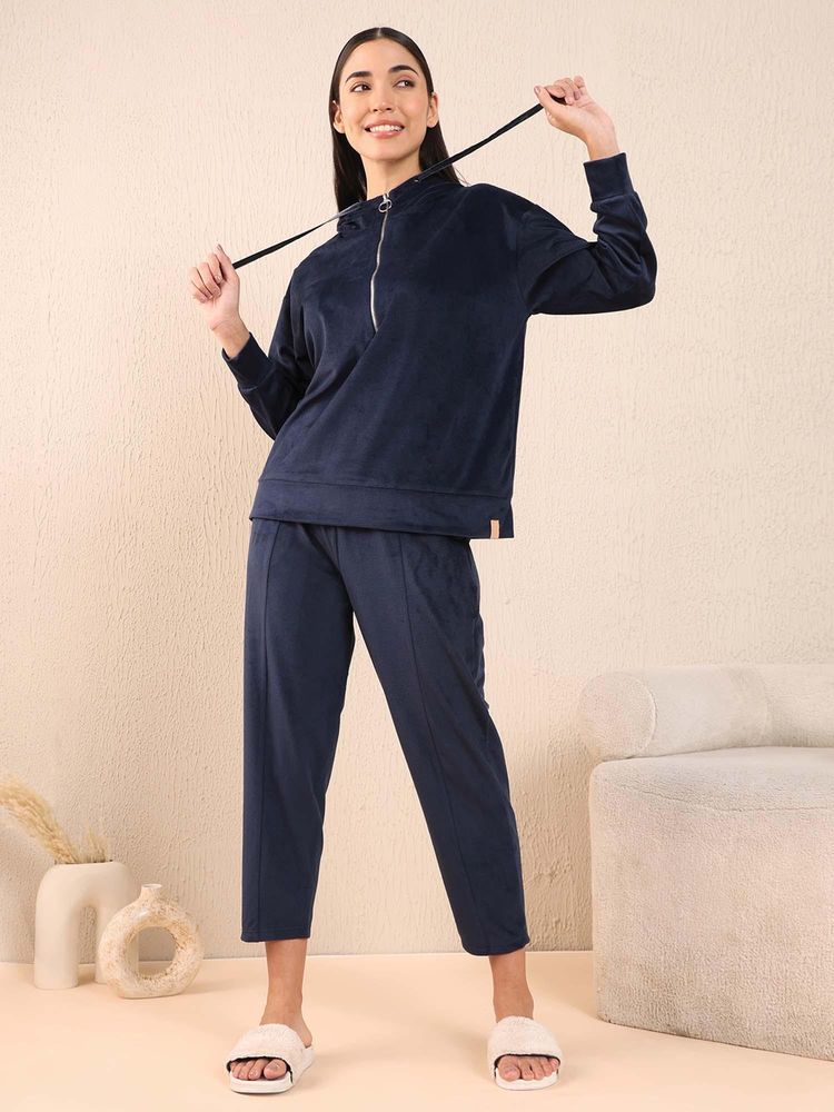 Sweet Dreams Women Solid Tracksuit Navy Blue-picture-27