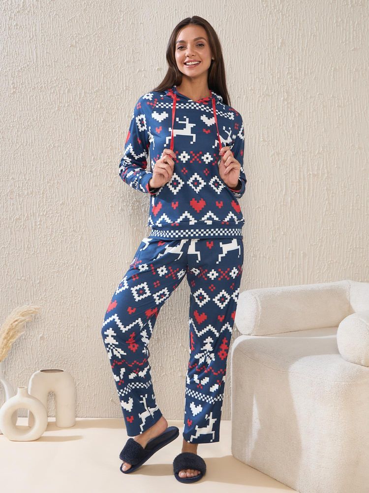 Sweet Dreams Women Printed Pyjama Navy Blue-image-27