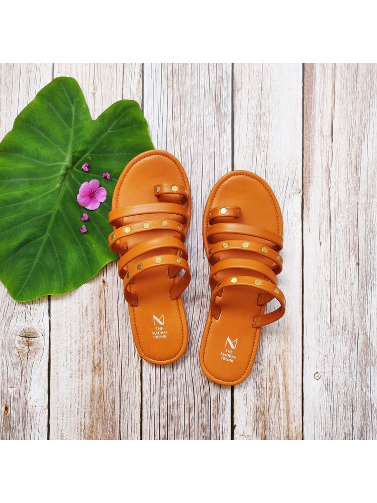 The Madras Trunk Multi Strap And Rivet Orange Sandals-picture-26