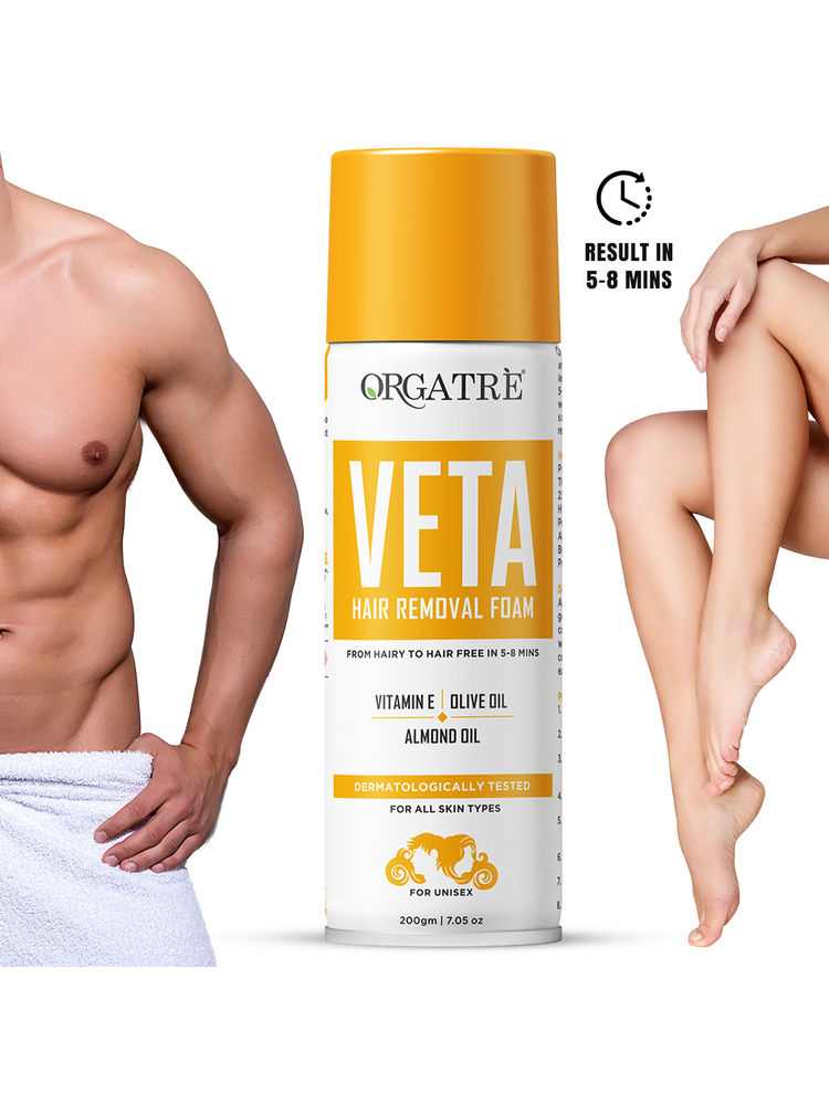 Orgatre Hair Removal Cream Spray – Smooth Skin, Gentle Formula For Quick Body Veta Hair Removal