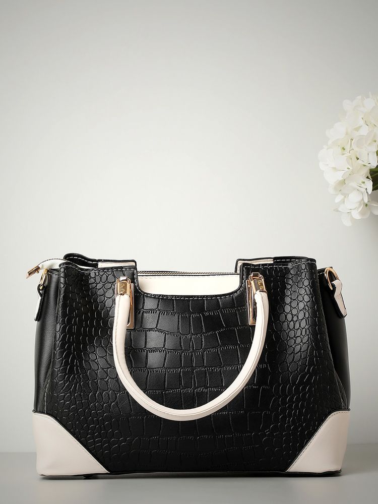 Haute Sauce Women Black White Textured Handheld Bag-picture-17