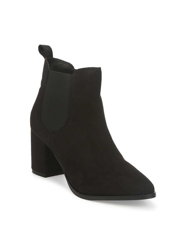 Truffle Collection Black Suede Slip On Ankle Boots