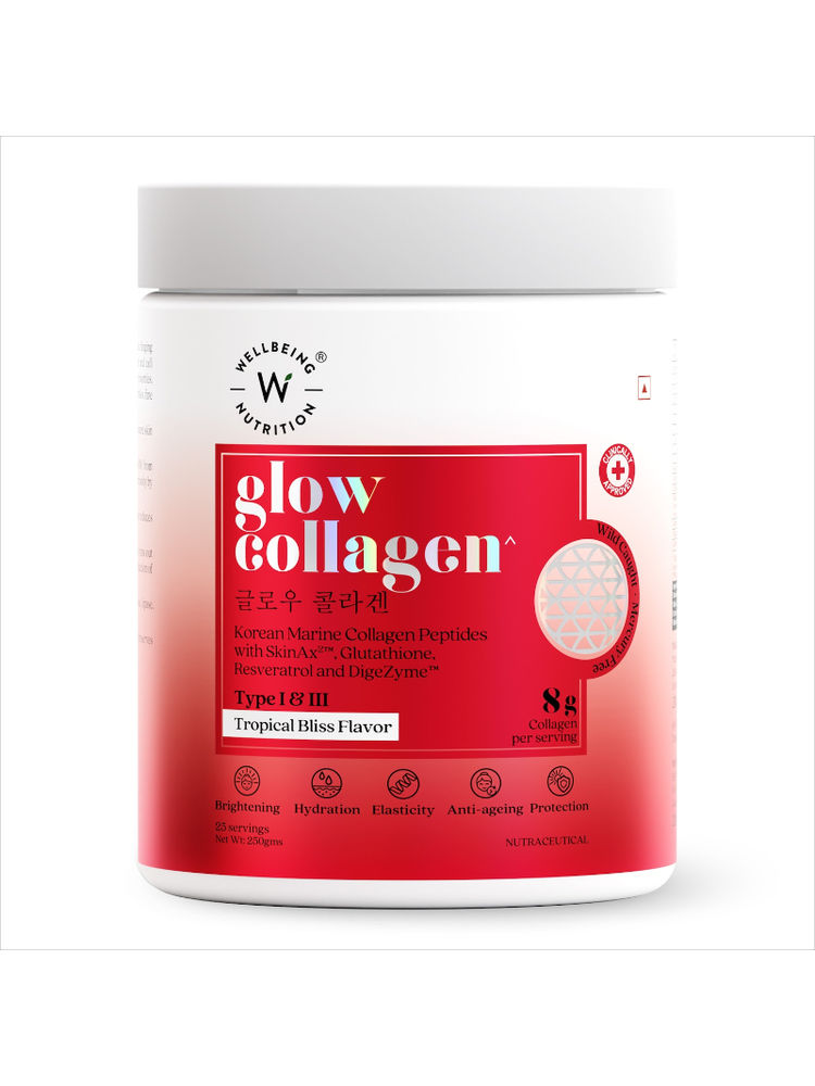 Wellbeing Nutrition Glow Collagen Peptides, Reduces Pigmentation, Tropical Bliss Flavour