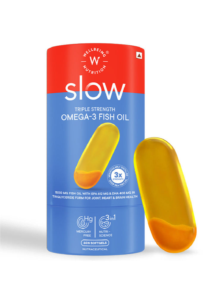 Wellbeing Nutrition Slow Triple Strength Omega 3 Fish Oil 1240mg, Brain, Heart, Bones