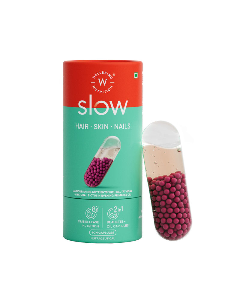 Wellbeing Nutrition Slow Hair, Skin & Nails with Biotin, Glutathione, Primrose Oil