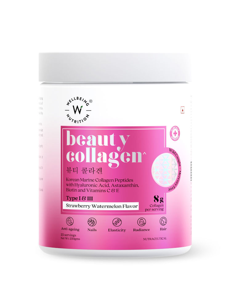 Wellbeing Nutrition Beauty Korean Marine Collagen Peptides - Strawberry & Watermelon