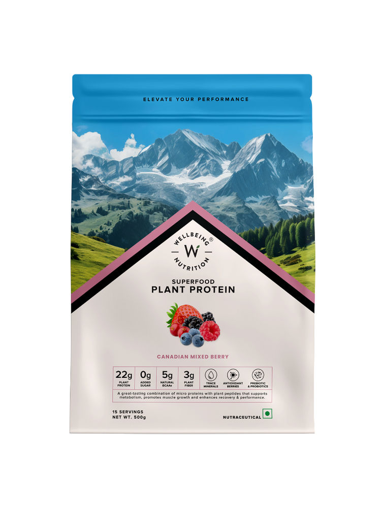 Wellbeing Nutrition Organic Vegan Protein Isolate, 3B CFU Probiotics, Canadian Mixed Berry