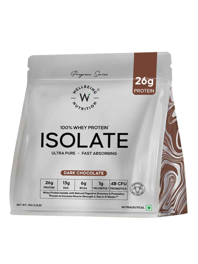 Wellbeing Nutrition Whey Protein Isolate, 26g Protein, 4B CFU Probiotics, Dark Chocolate