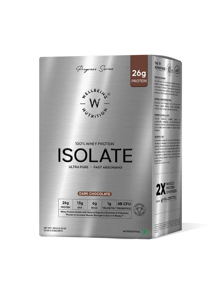 Wellbeing Nutrition Whey Protein Isolate, 26g Protein, 4B CFU Probiotics, Dark Chocolate, Pack of 6-picture-40