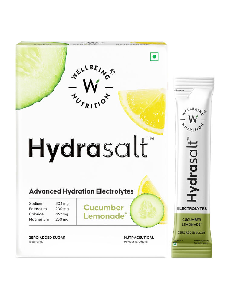Wellbeing Nutrition Hydrasalt Electrolyte Drink, Instant Hydration, Cucumber Lemonade
