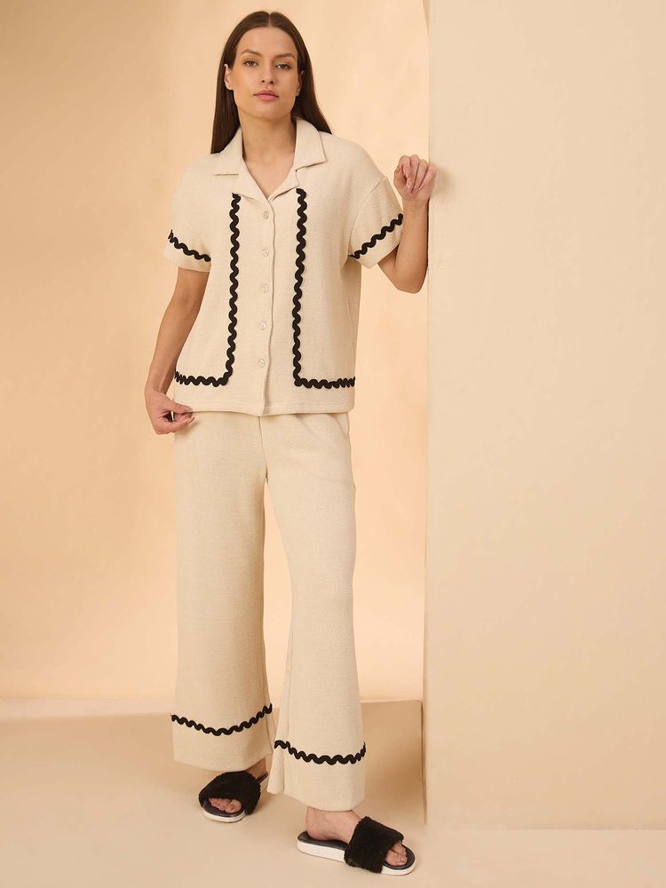 Sweet Dreams Womens Printed Nightsuit Cream-picture-21