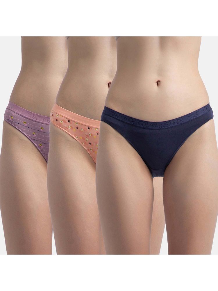 Jockey 3005 Women Cotton Bikini-Valerian, Candlelight Peach And Classic Navy (Pack of 3)-picture-17