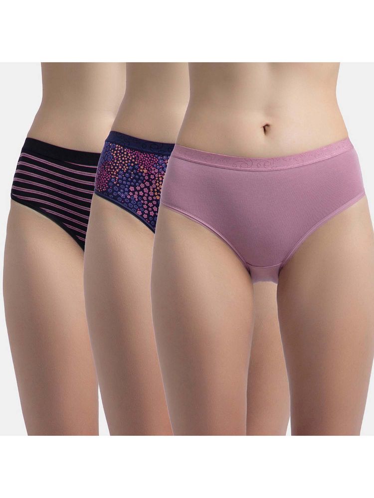 Jockey 3006 Women Cotton Hipster - Black, Classic Navy And Valerian (Pack of 3)-picture-14