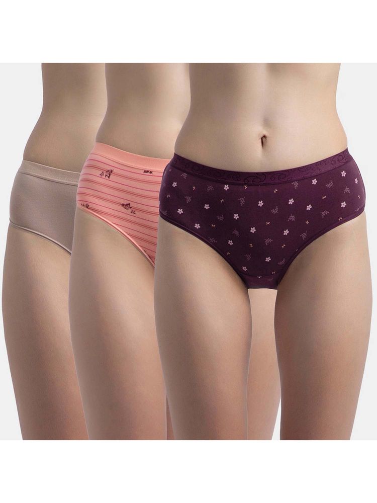 Jockey 3006 Women Cotton Hipster-Candlelight Peach, Potent Purple And Mocha (Pack of 3)-picture-10