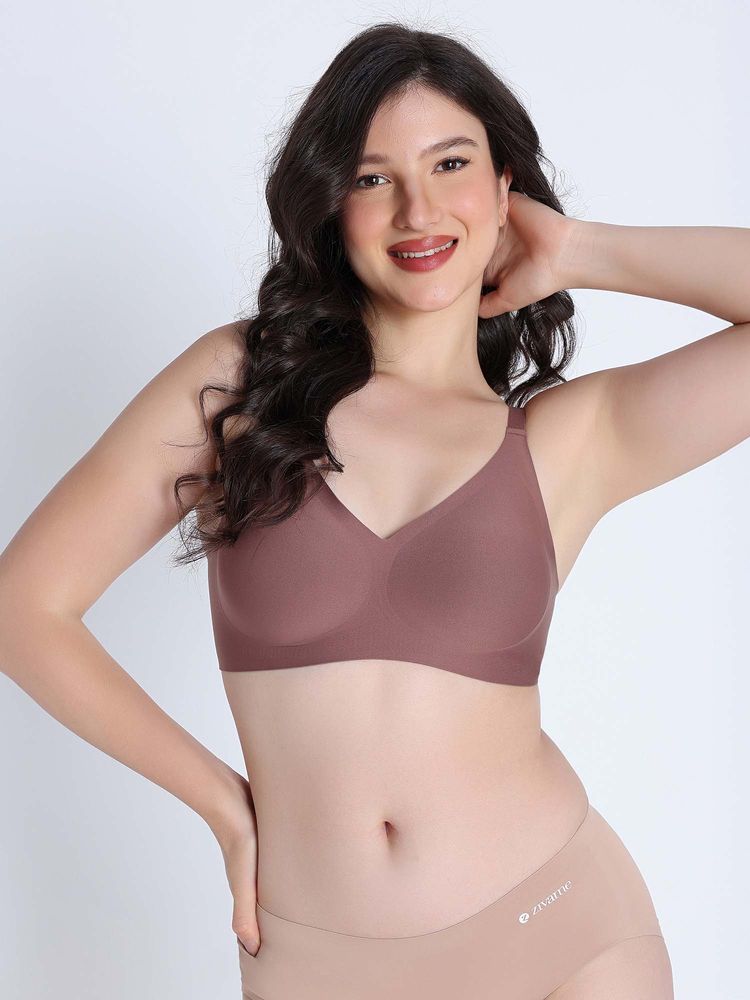 Zivame Seamless Collective Padded Non Wired 3/4Th Coverage T-Shirt Bra - Dark Brown-picture-15