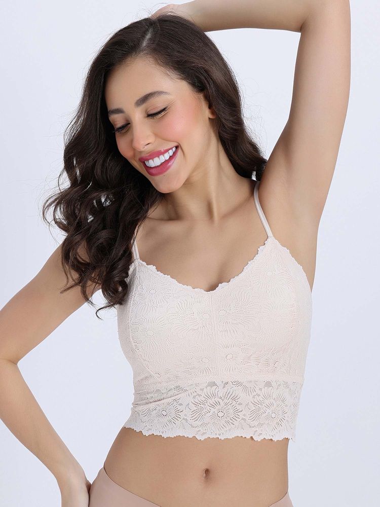 Zivame Double Layered Non Wired High Coverage Bralette - Sand Dollar-picture-37