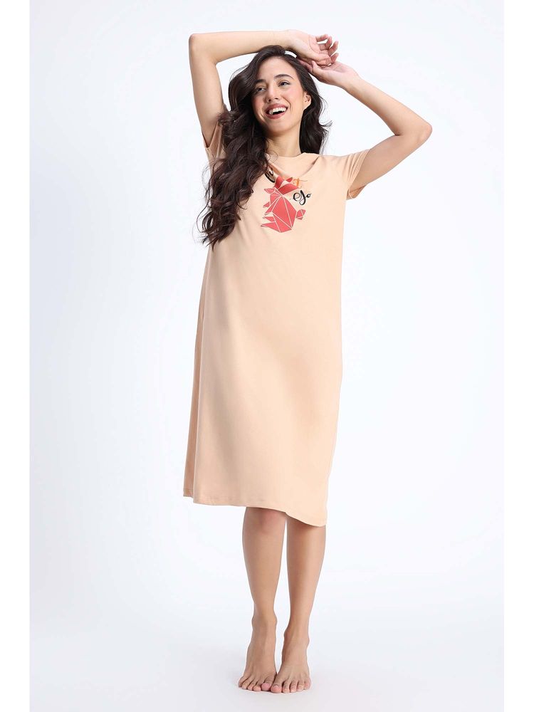 Zivame Knit Cotton Mid Length Nightwear - Blossom-picture-17