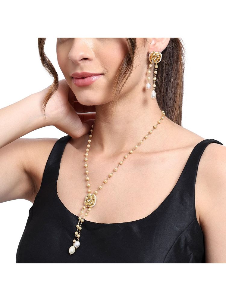 AARSEE OFFICIAL White Gold-Plated Charmed Pearl Earrings-image-21