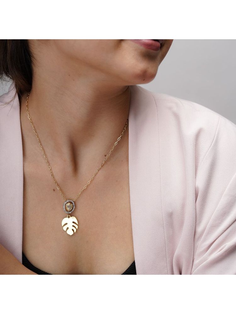 AARSEE OFFICIAL 22Kt Gold-Plated Leaf And Luster Necklace-image-6
