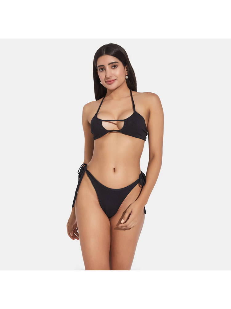 Secrets By ZeroKaata Women Ribbed Halter Beach Wear Swim Bikini Set-picture-9