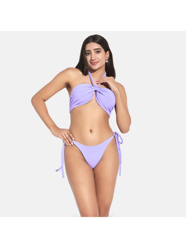 Secrets By ZeroKaata Women Ribbed Halter Beach Wear Swim Bikini Set-picture-4