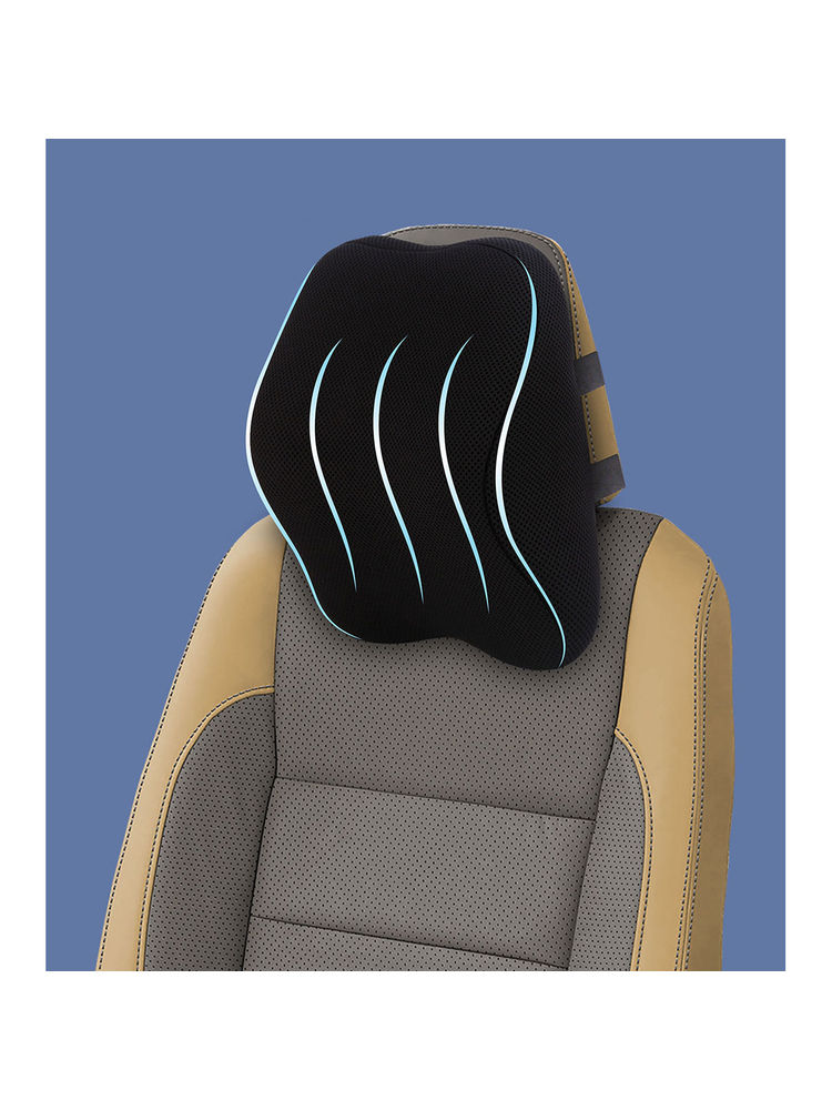 Travel Addition 3-In-1 Memory Foam Car Seat Head Rest Pillow Medium - Black-image-31