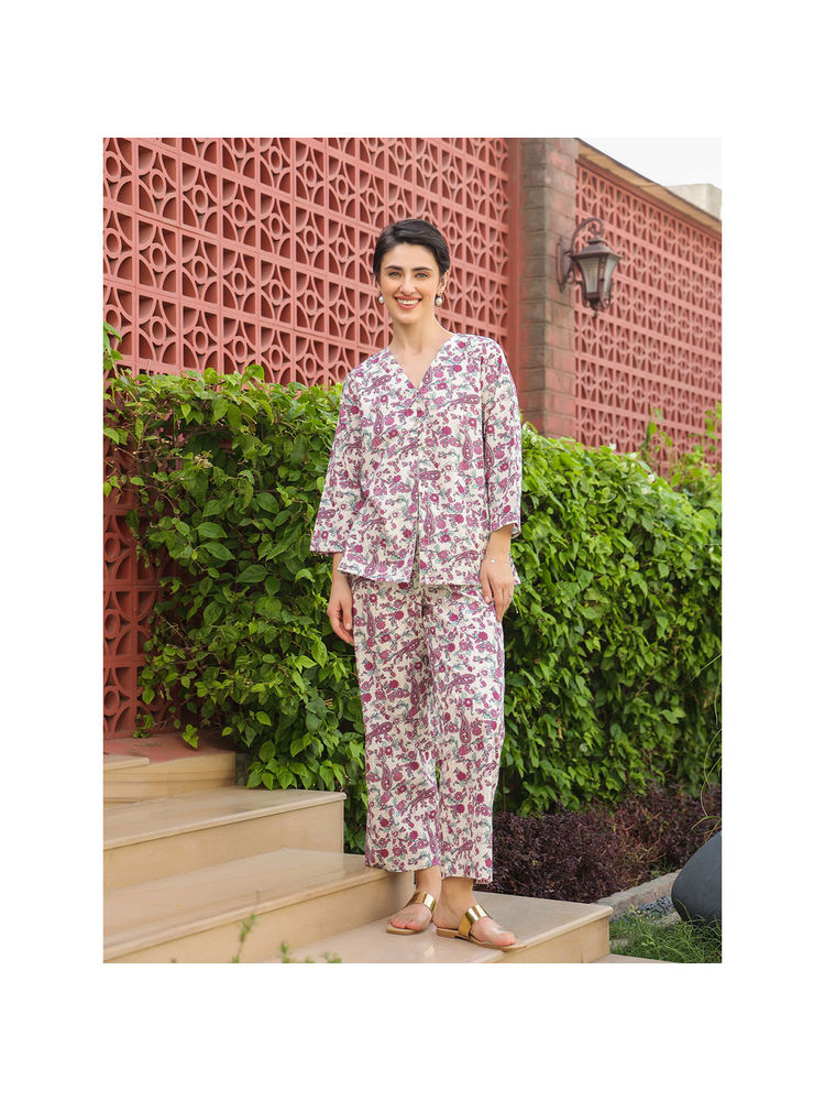 sanskrutihomes SAY Multi Pure Cotton Printed Night Suit For Women (Set of 2)-picture-18