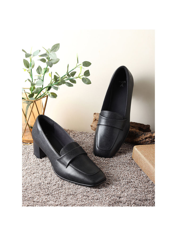 Yoho Black Bliss Heal 001 Stylish & Comfy Slip On Block Heel Loafers