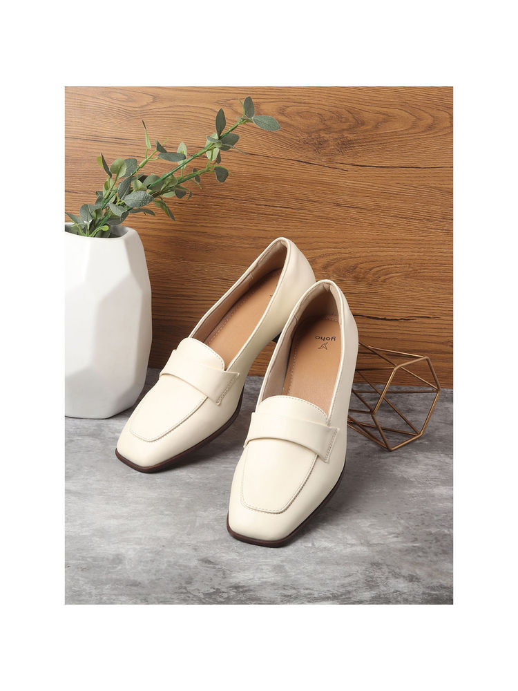 Yoho Cream Bliss Heal 001 Stylish & Comfy Slip On Block Heel Loafers-picture-47