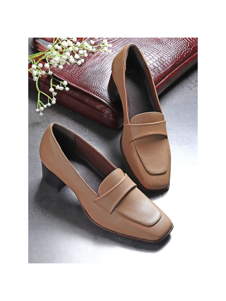 Yoho Brown Bliss Heal 001 Stylish & Comfy Slip On Block Heel Loafers-image-26