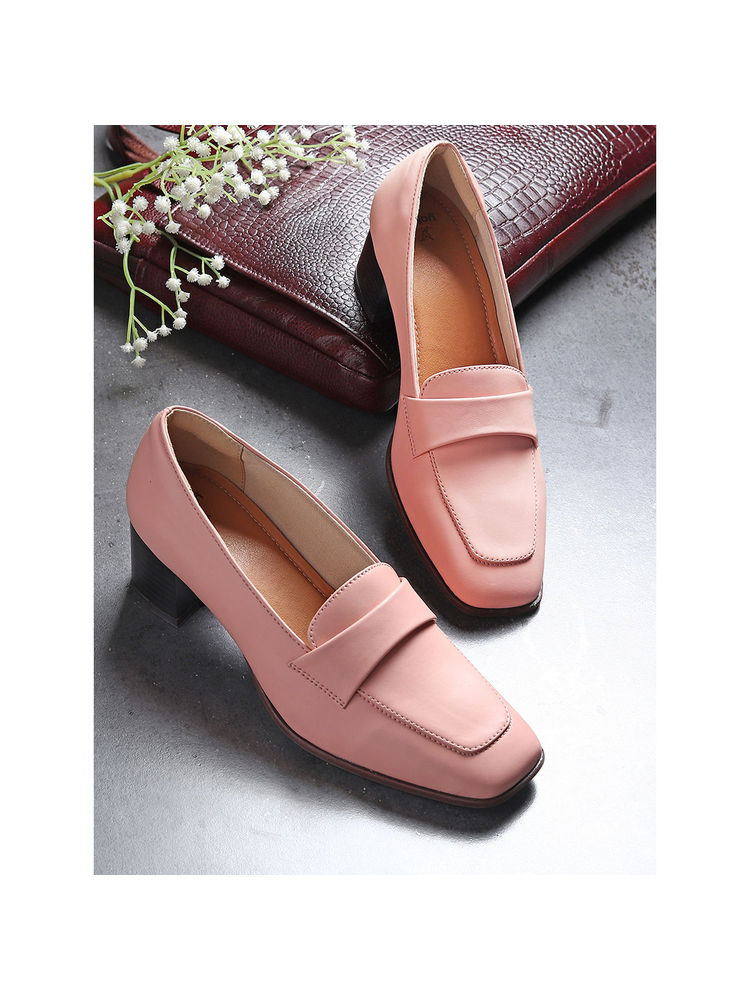 Yoho Pink Bliss Heal 001 Stylish & Comfy Slip On Block Heel Loafers-picture-29