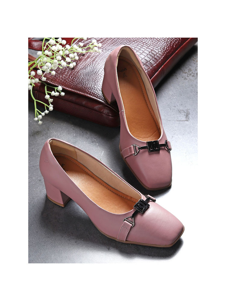 Yoho Pink Bliss Heal 002 Chic Slip-On Block Heel Loafers-image-39