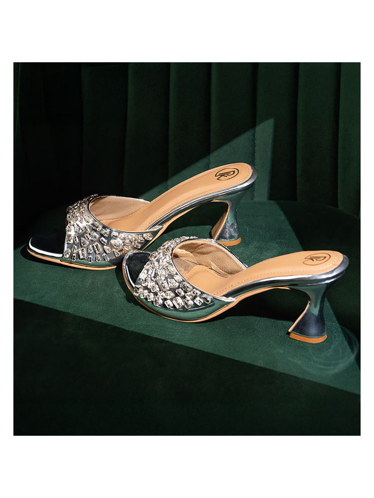 PREET KAUR Silver Embellished Heels-picture-23