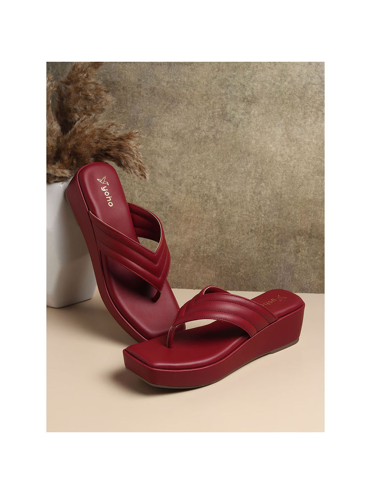 Yoho Maroon Bliss Lightweight Wedges-picture-13