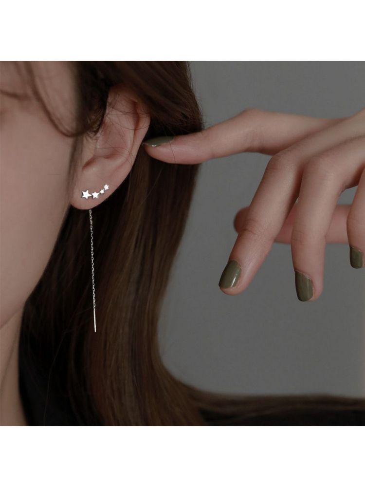 ESTAILO FASHION Minimal Star Long Chain Earrings-image-5
