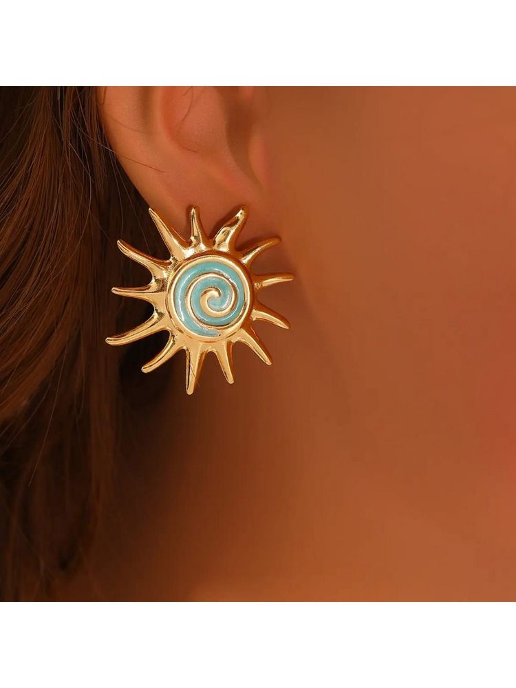 ESTAILO FASHION Sun-Shaped Stud Earrings-image-16