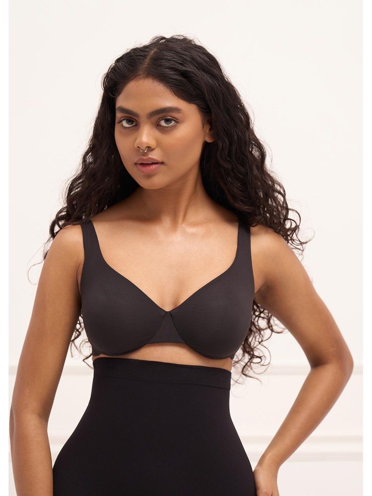 Underneat Women Non-Padded Seamless Minimizer Bra Black