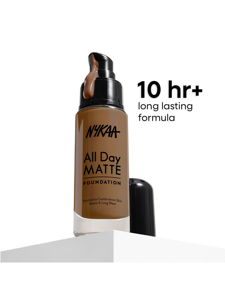 Nykaa Cosmetics All Day Matte Long Wear Liquid Foundation With Pump