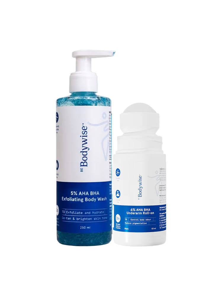 Be Bodywise 6% AHA BHA Underarm Roll On Flora + 5% AHA De-tanning & Exfoliating Body Wash Combo-picture-18
