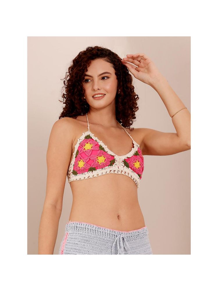 Velvery Pink Floral Resort Wear Crochet-picture-7
