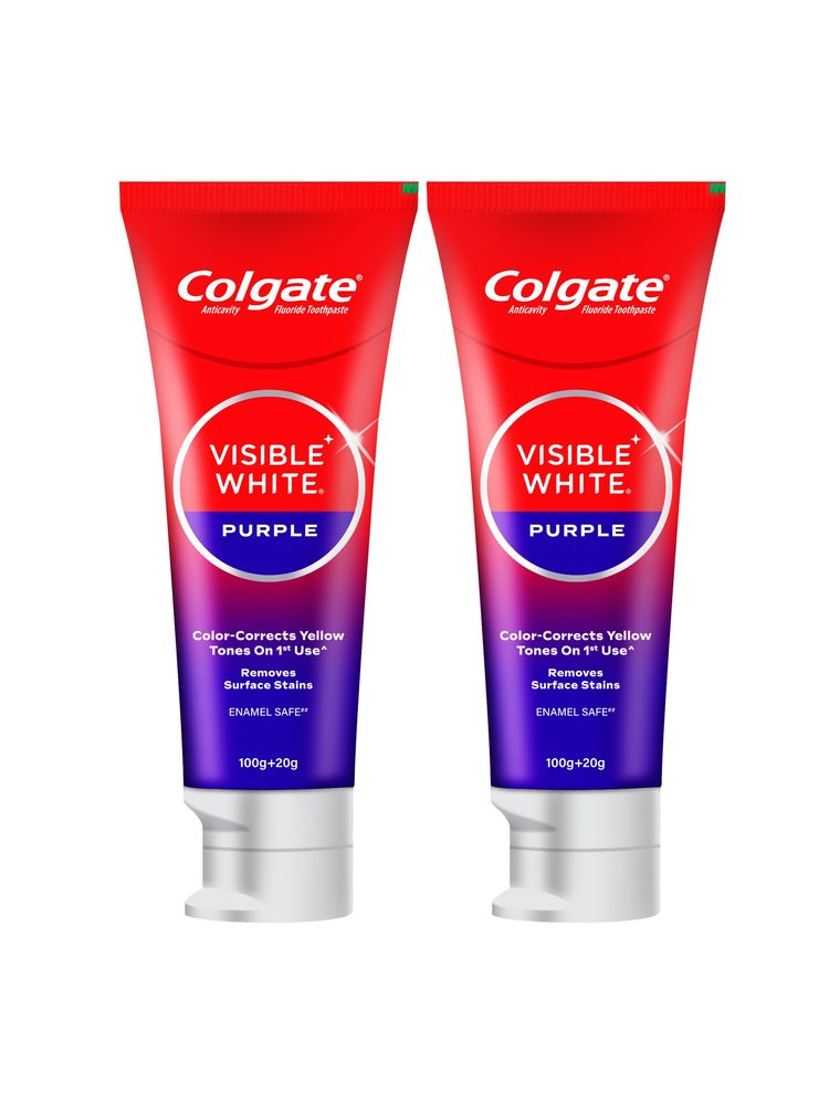 Colgate Visible White Purple Toothpaste for Color-Corrects Yellow Tones Saver Pack