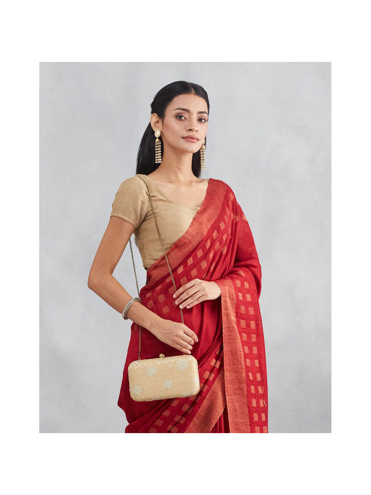 Fabindia Beige Silk Blend Clutch with Detachable Strap-image-47