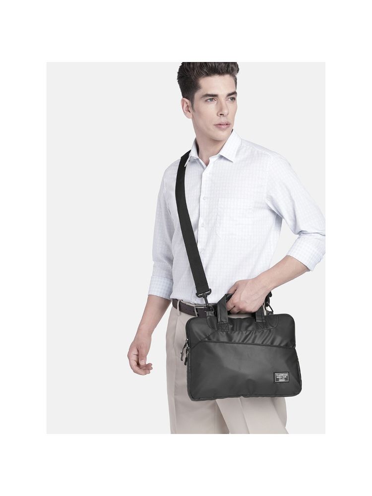 Teakwood Unisex Black 15 Inch Laptop Bag with Detachable Strap-picture-15