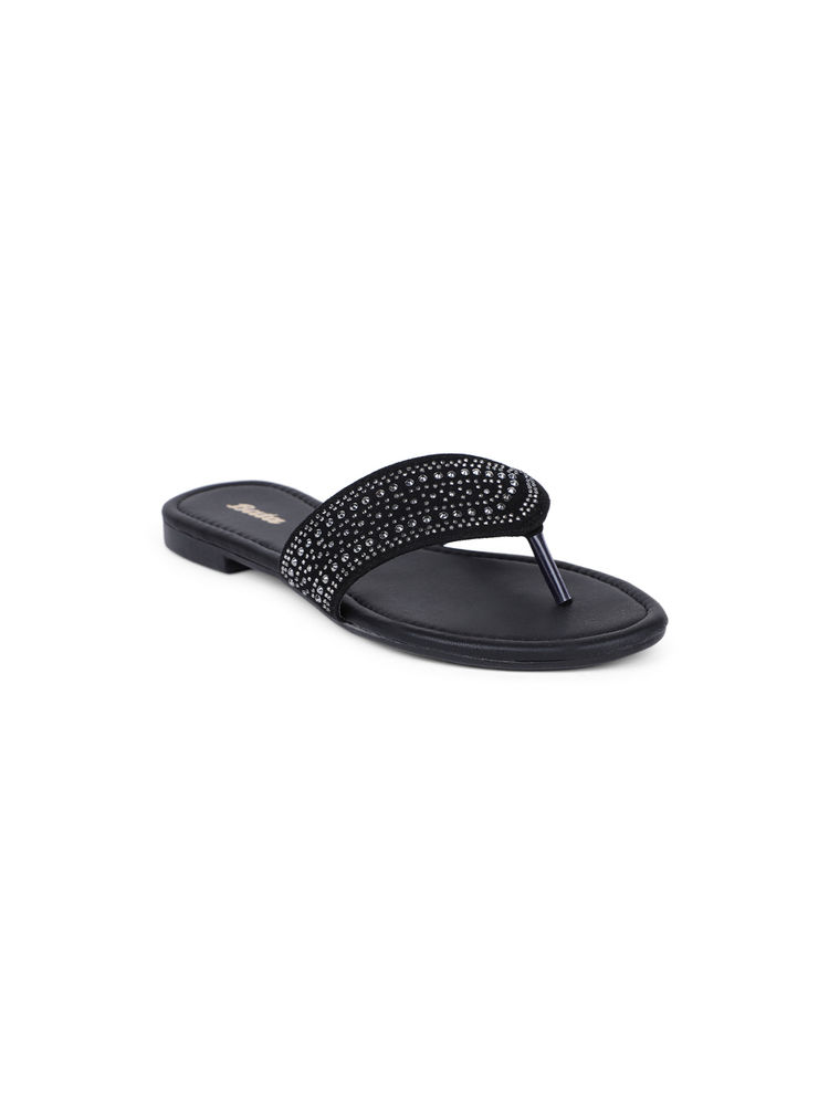 Bata Embellished Black Flats