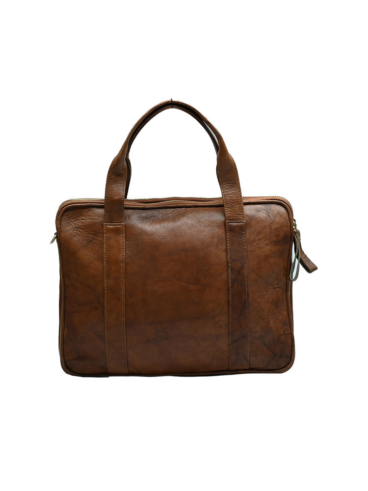 ABELARDO DE MODA Tan Solid Laptop Bag-picture-10